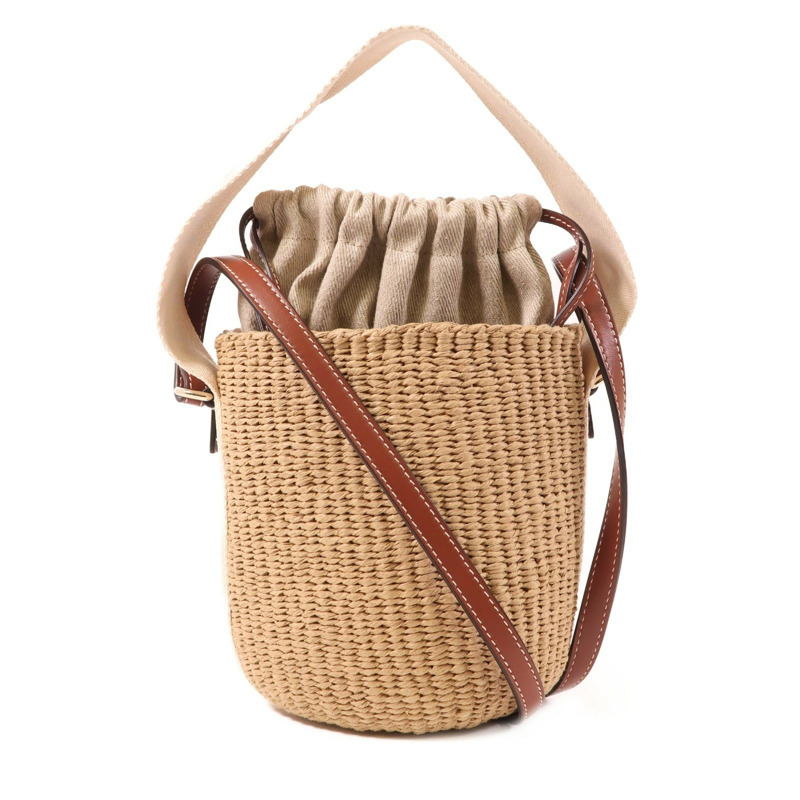 Chloe Raffia Woody Bucket Bag金扣手挽肩背兩用袋-0