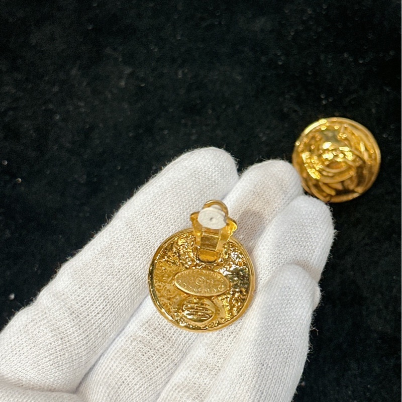 莉亞精品♡ Chanel圓金耳夾 二手美品-8