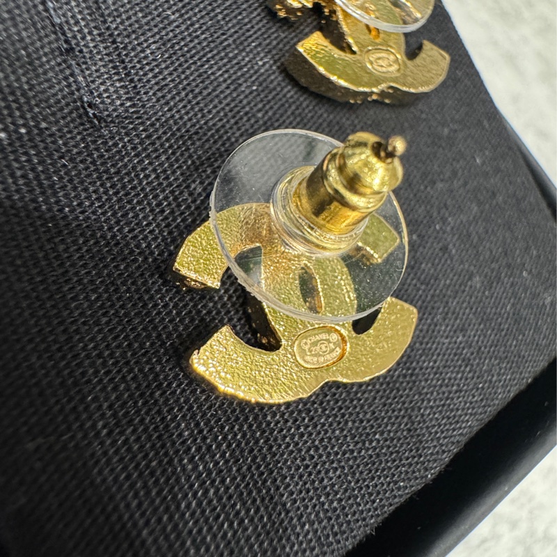 Chanel 香奈兒 雙C耳環 黑色琺瑯耳環-3