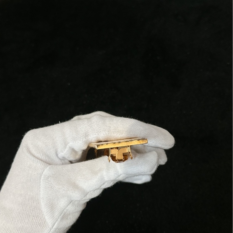 莉亞精品♡Chanel銀logo格紋髮夾 近新美品-7