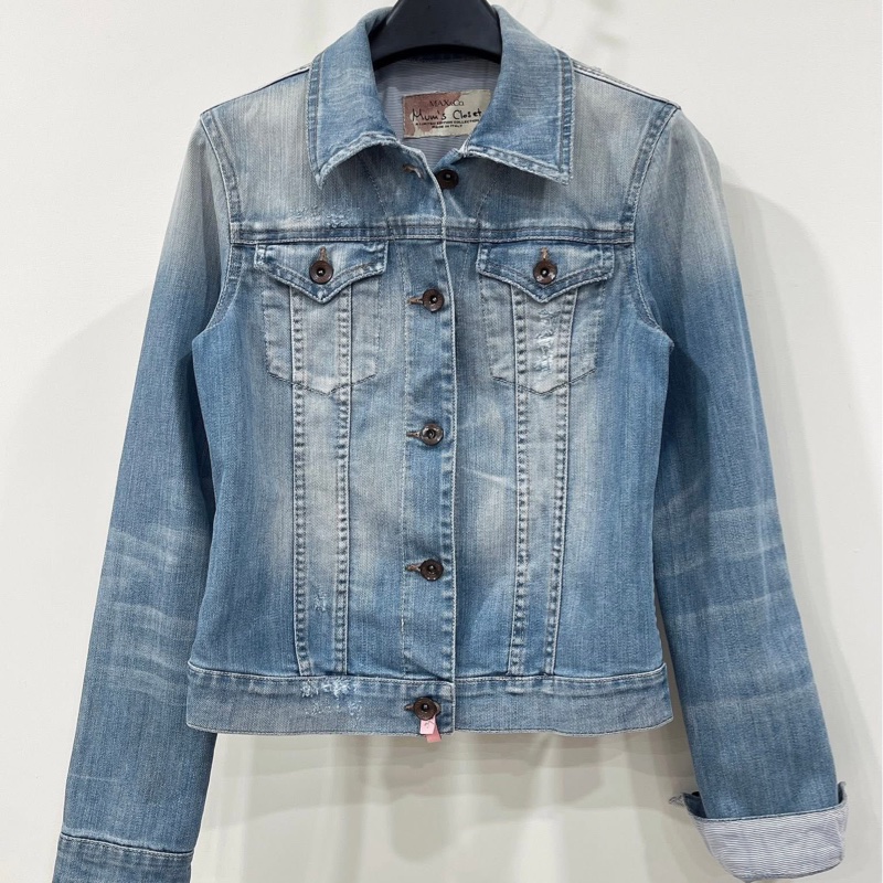 MAX&CO 破舊風刷白牛仔外套-0