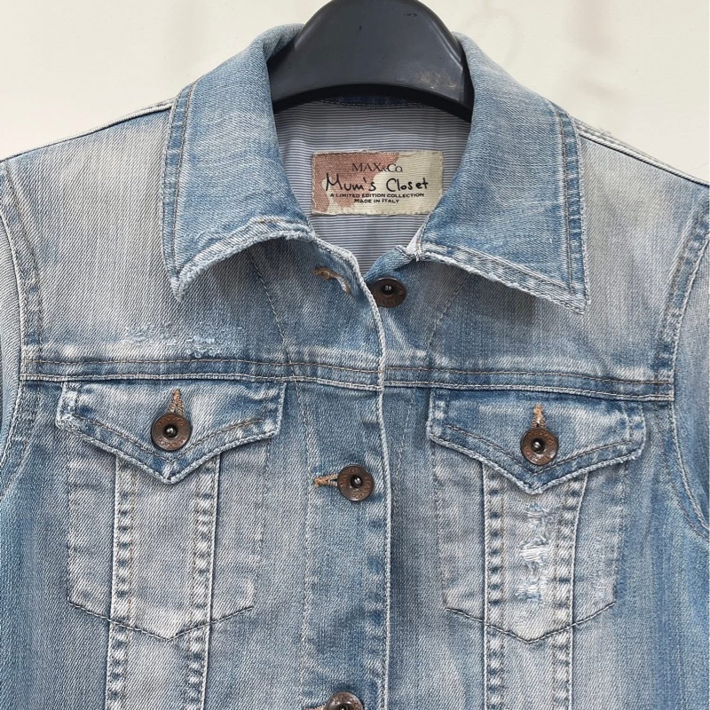 MAX&CO 破舊風刷白牛仔外套-2