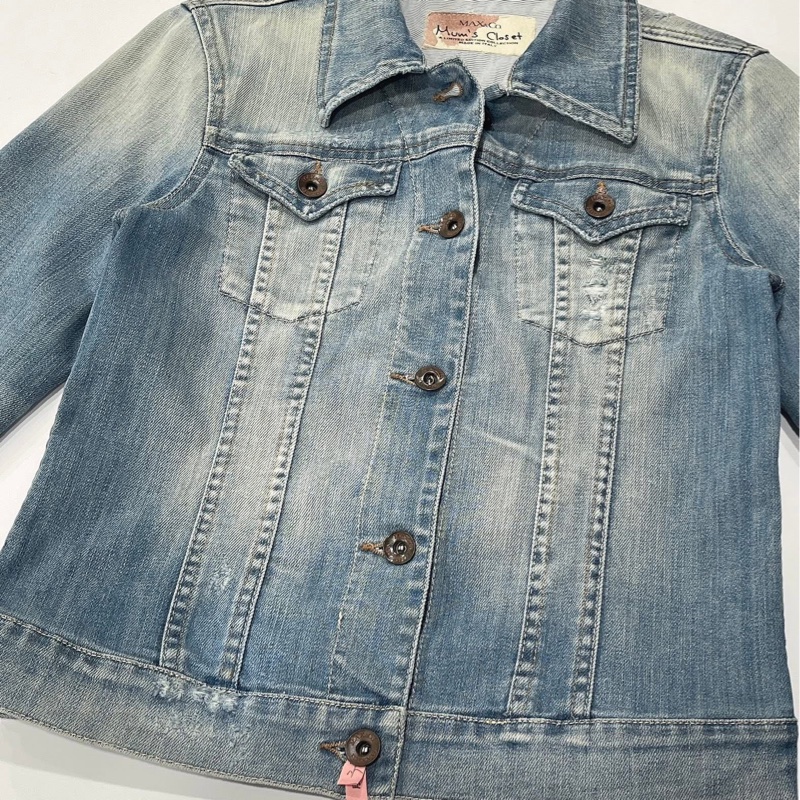 MAX&CO 破舊風刷白牛仔外套-6