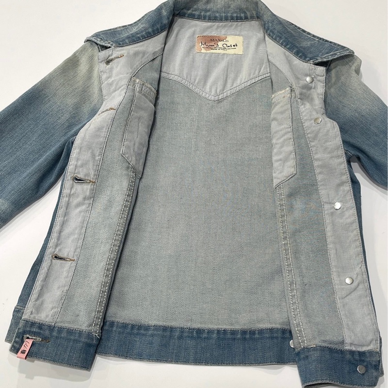 MAX&CO 破舊風刷白牛仔外套-7