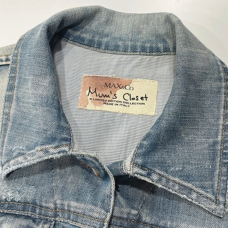 MAX&CO 破舊風刷白牛仔外套-8