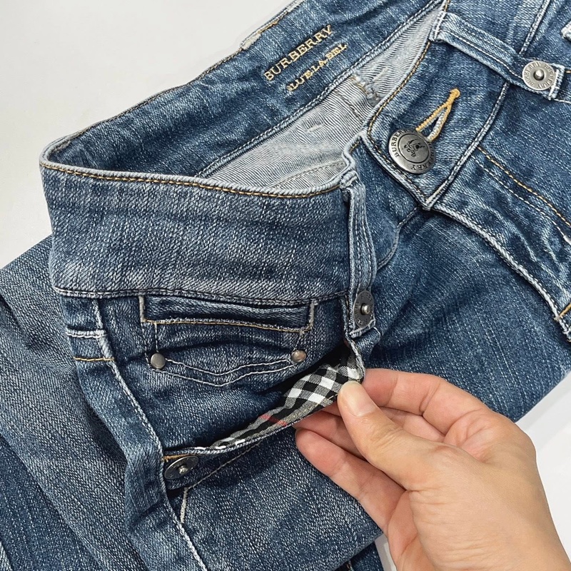 BURBERRY 藍標 復古刷白緊身牛仔褲長褲-3