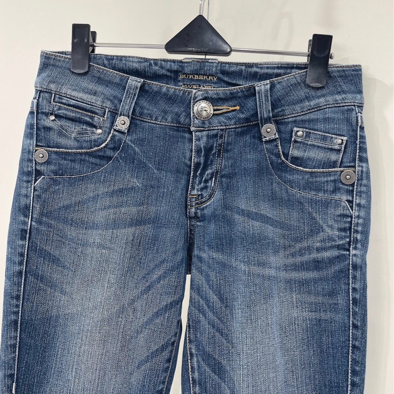 BURBERRY 藍標 復古刷白緊身牛仔褲長褲-4