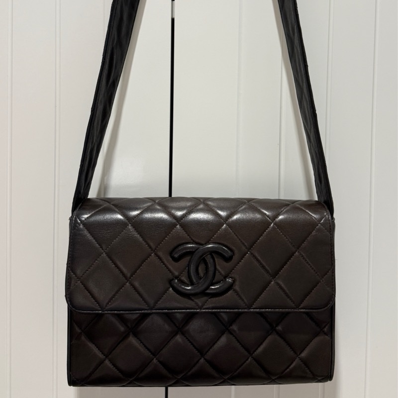 Chanel 香奈兒 vintage 黑武士 相機包/斜背包/肩背包-5