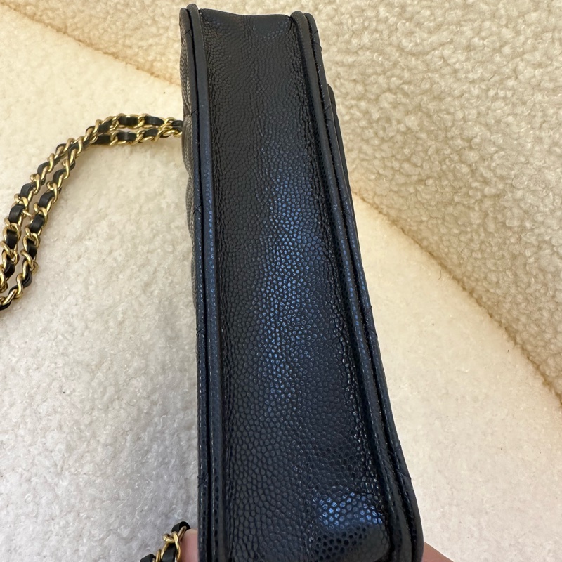 CHANEL香奈兒 24C 黑金鏈條 皮穿鏈 菱格 荔枝皮粒面牛皮包-8
