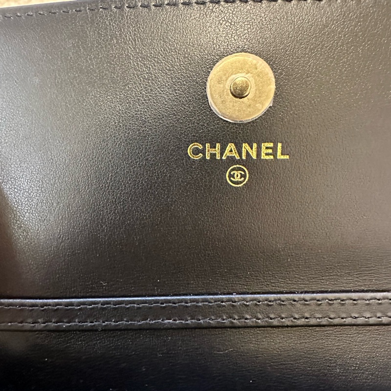 CHANEL香奈兒 24C 黑金鏈條 皮穿鏈 菱格 荔枝皮粒面牛皮包-14