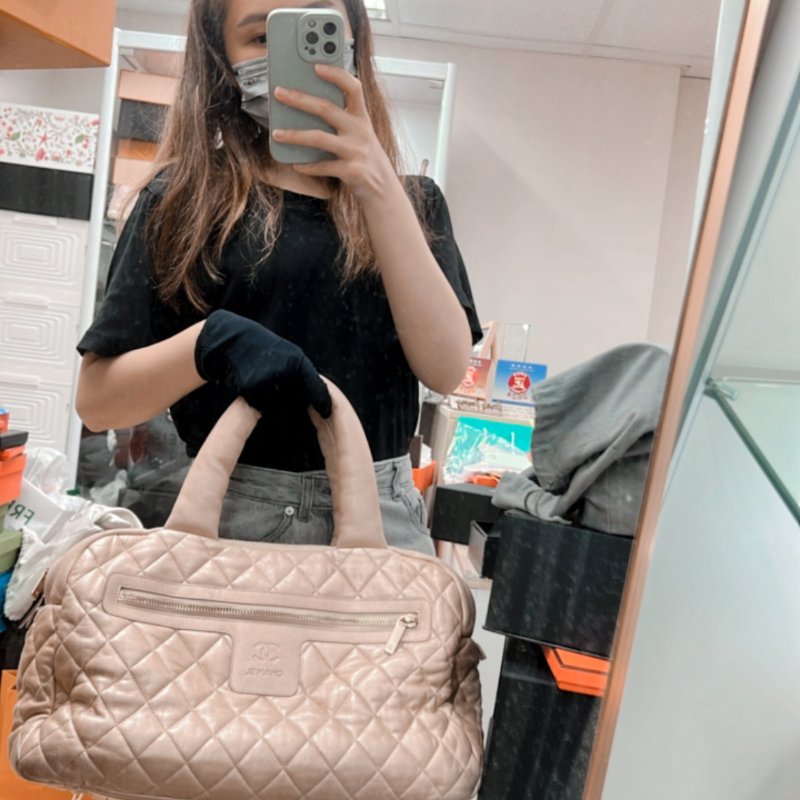 Chanel coco cocoon 淺金手柄手提包/托特包-10
