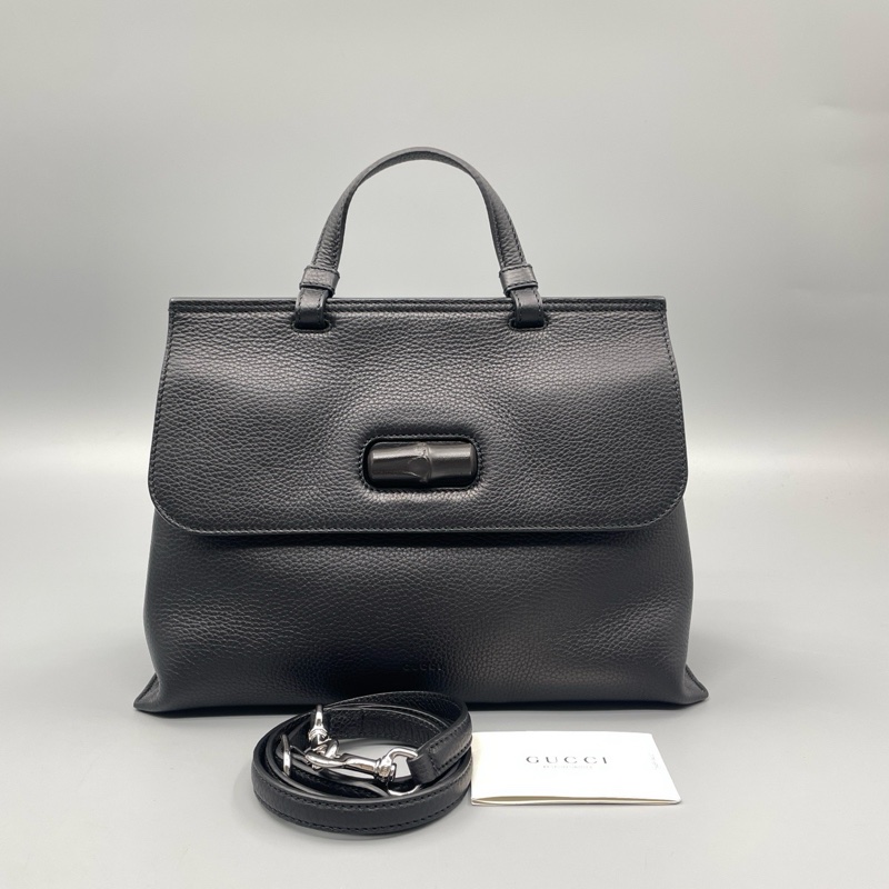 Gucci古馳荔枝紋竹節扣Bamboo daily斜挎包-0