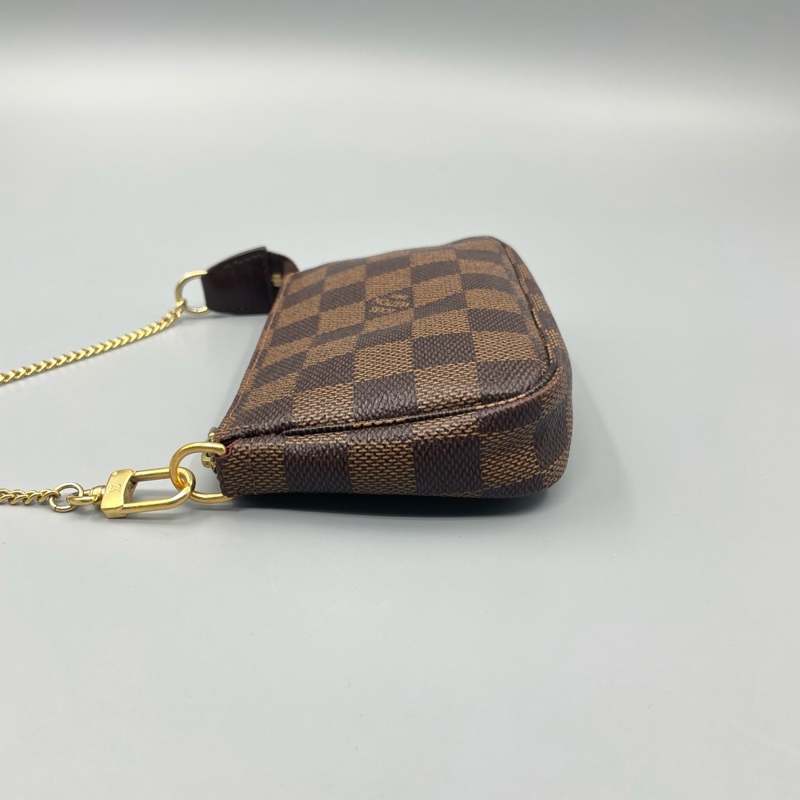 LV路易威登棋盤格小麻將鏈條手提包 銀包-3