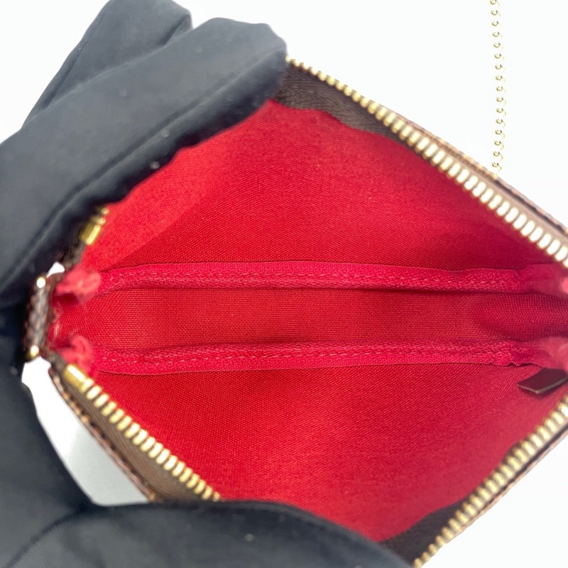 LV路易威登棋盤格小麻將鏈條手提包 銀包-7