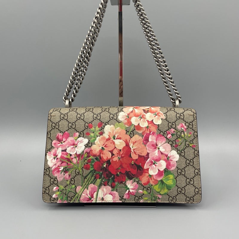 GUCCI古馳老花花卉酒神中號斜背鏈條包-1