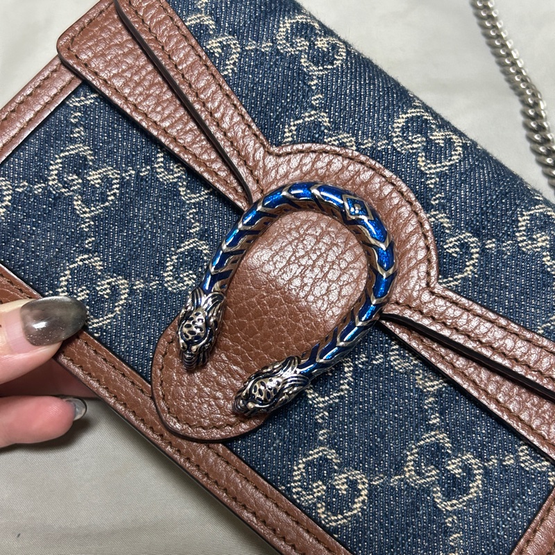 Gucci 酒神牛仔藍Super Mini #9.5成新✨-4