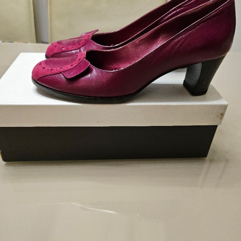 MARC JOCABS酒紅色鞋頭拼接麂皮-1