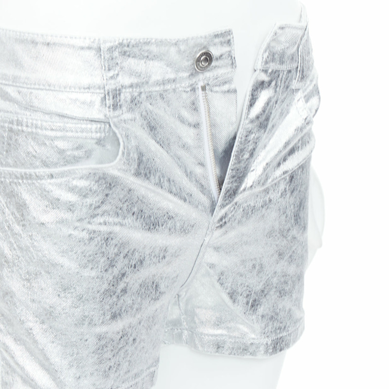 ERMANNO SCERVINO metallic silver coated cotton blend shorts IT38 XS-6