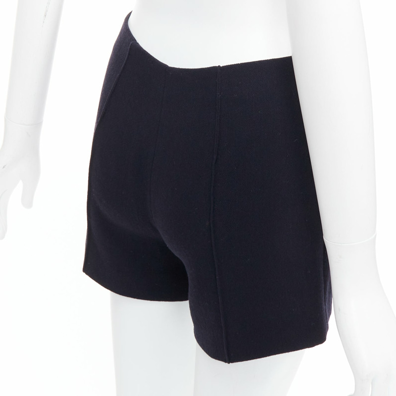 MIU MIU black virgin wool front pleated high waist shorts IT36 XXS-6