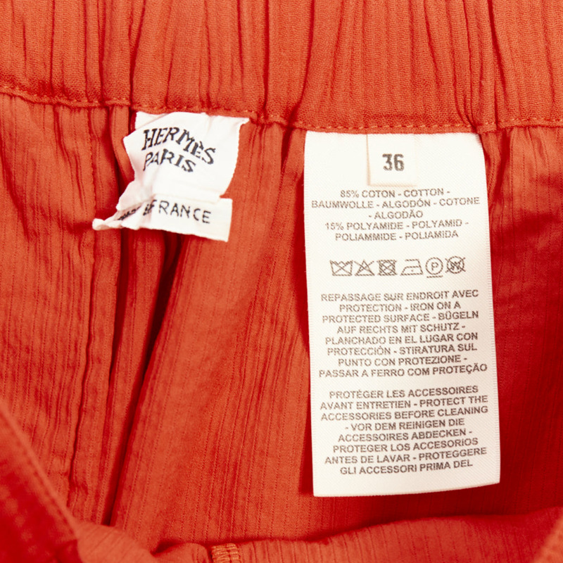 HERMES Chaine D'Ancre red cotton blend buckle pleated shorts FR36 S-7