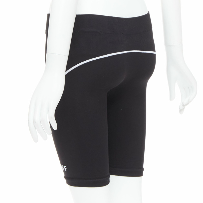 OFF WHITE Athleisure Virgil Abloh eco friendly black cyclist shorts M-5