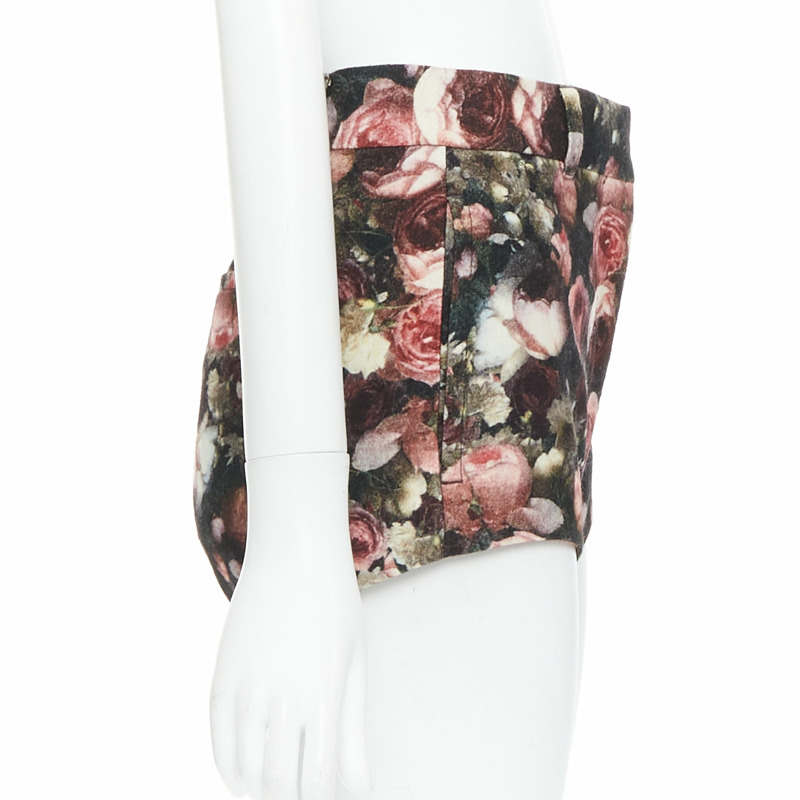 GIVENCHY Tisci 2013 black pink rose floral print high cut shorts-3