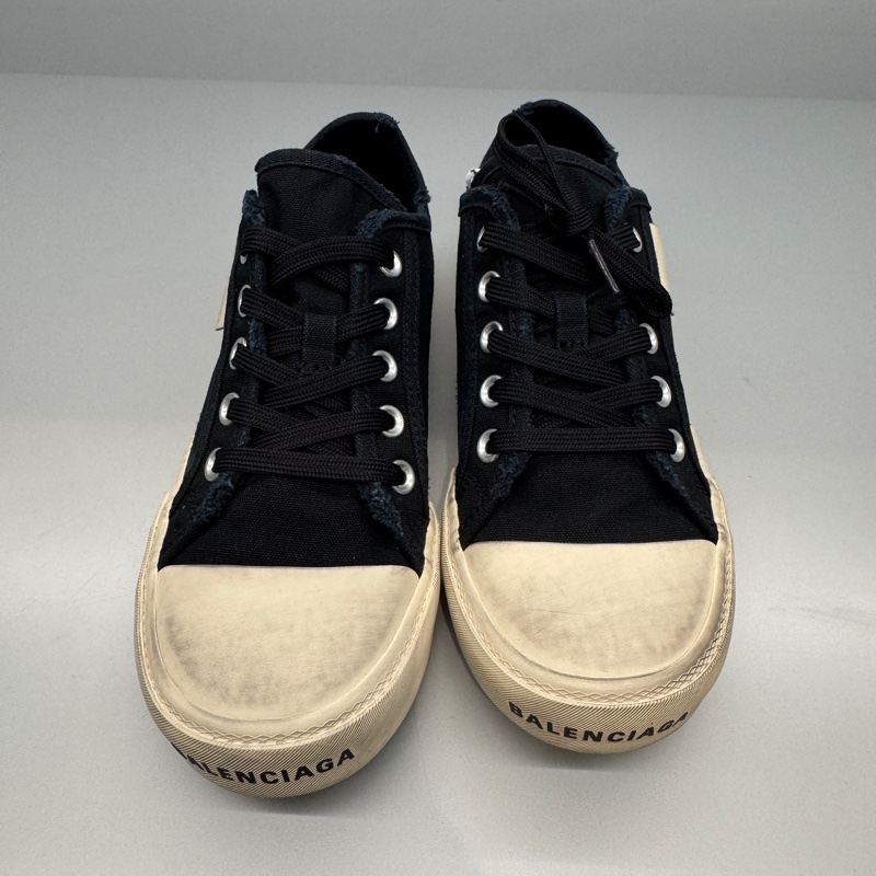 全新Balenciaga巴黎世家 Paris 圓頭系帶 低幫 時尚板鞋 女款 黑色-0