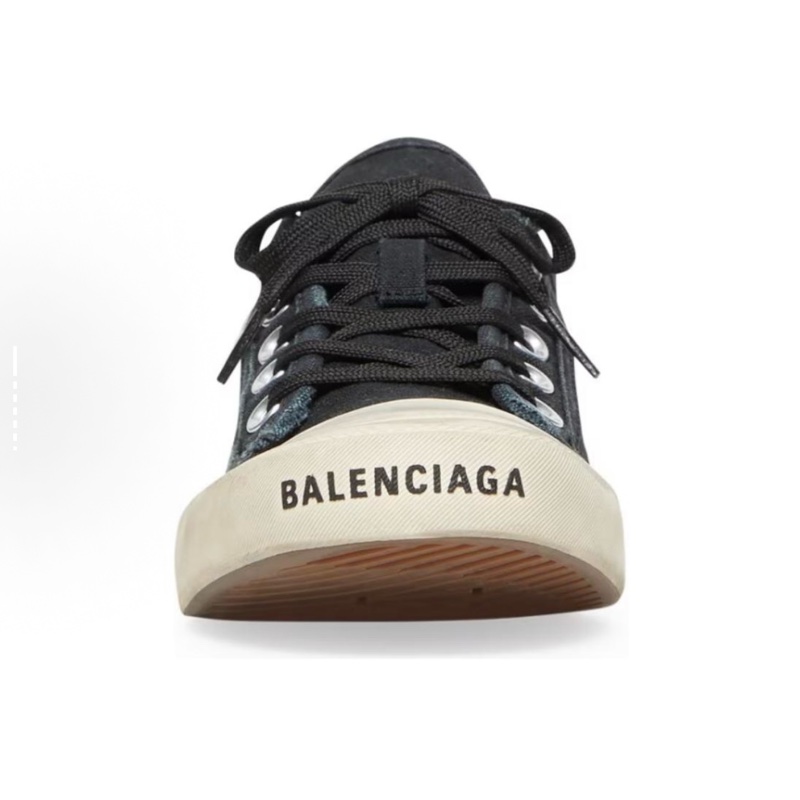 全新Balenciaga巴黎世家 Paris 圓頭系帶 低幫 時尚板鞋 女款 黑色-4