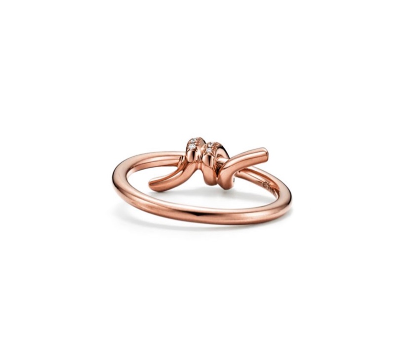 ✨Tiffany Knot 玫瑰金鑲鑽戒指 ✨-3