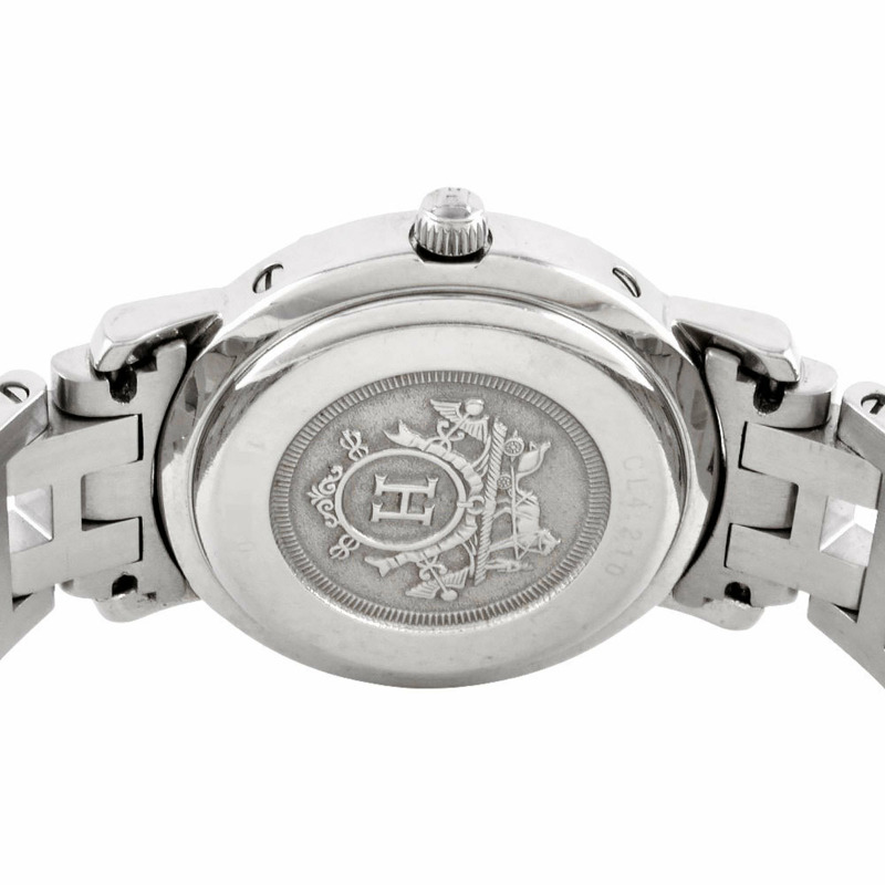 愛馬仕 HERMES CL4.210 Clipper Nacle Date 腕錶 石英 海軍藍 錶盤 Working SS 女士腕錶-2