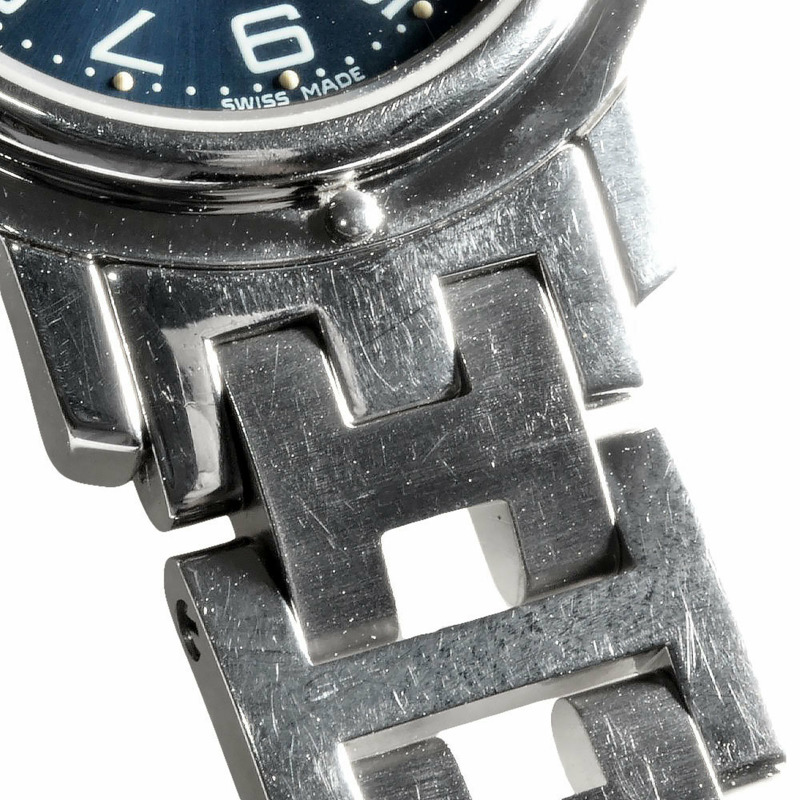 愛馬仕 HERMES CL4.210 Clipper Nacle Date 腕錶 石英 海軍藍 錶盤 Working SS 女士腕錶-6