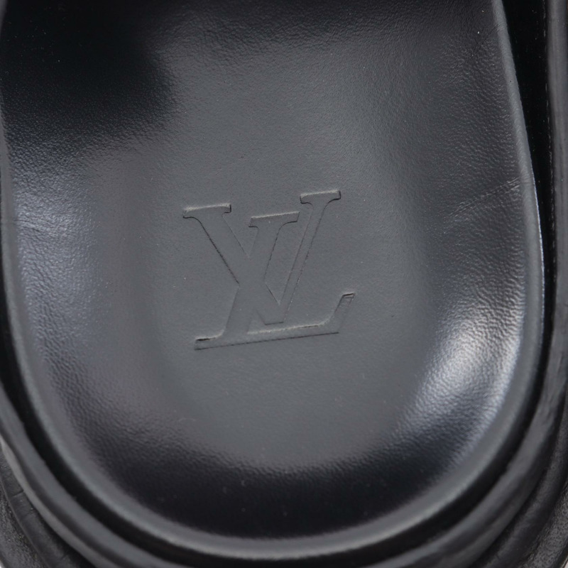 路易威登 LV Easy Line 穆勒鞋 Monogram 帆布涼鞋 黑色真皮男士二手 #6-4