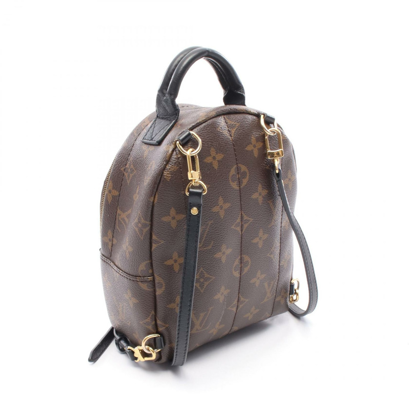 LOUIS VUITTON Palm Springs 迷你背包 M44873 Monogram 帆布 棕色 黑色 二手-1