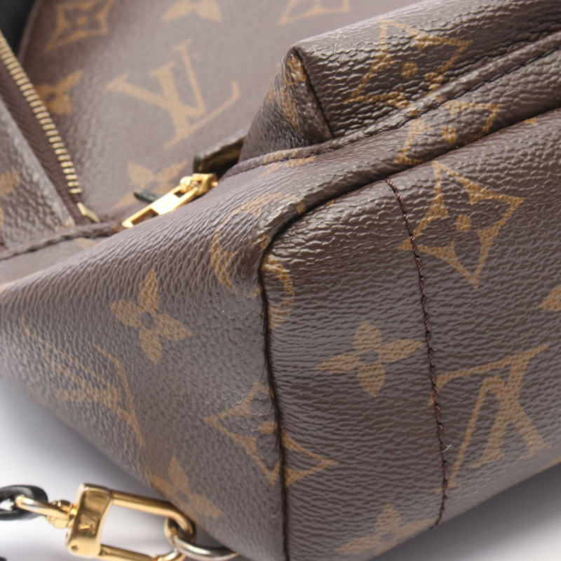 LOUIS VUITTON Palm Springs 迷你背包 M44873 Monogram 帆布 棕色 黑色 二手-9
