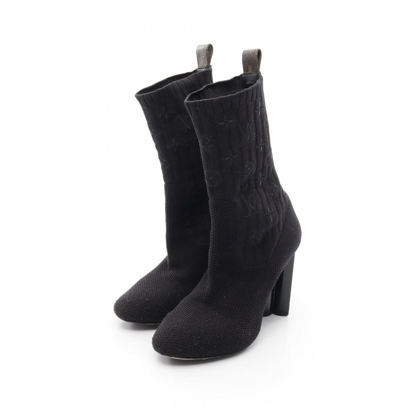 路易威登 Silhouette 系列黑色布藝靴，二手女款，尺寸 36-0