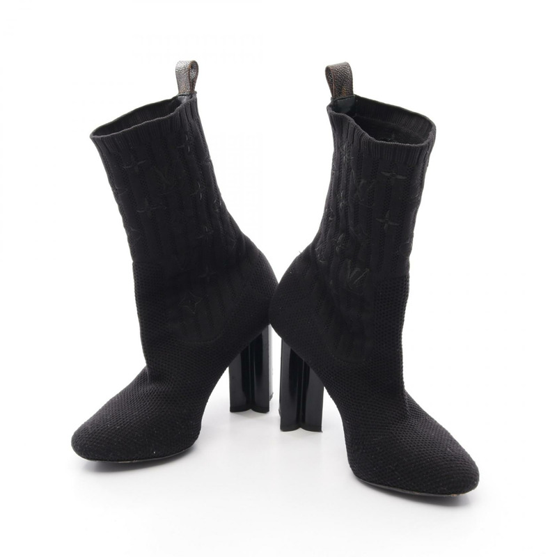 路易威登 Silhouette 系列黑色布藝靴，二手女款，尺寸 36-2