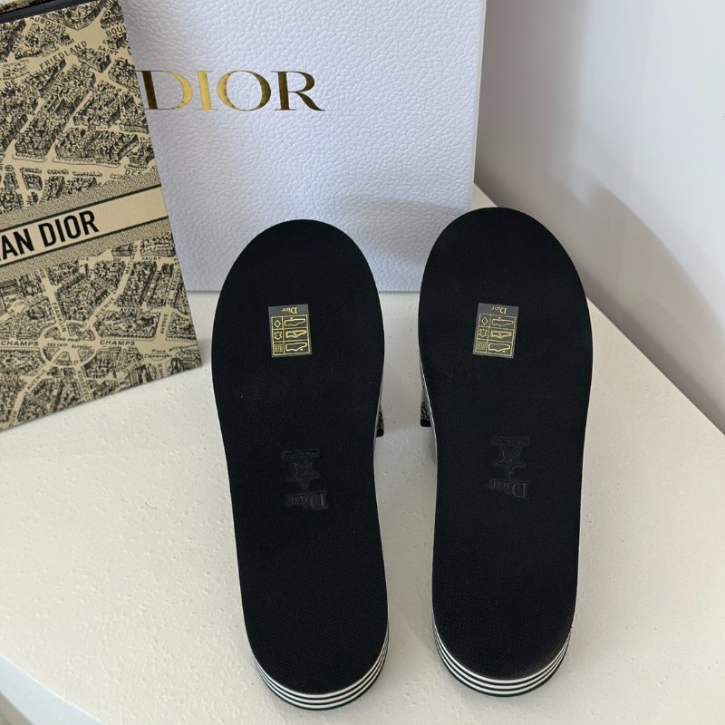 DIOR Dway厚底刺繡拖鞋 - 黑 36-5