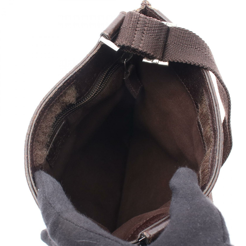 GUCCI GG帆布肩斜背包 27639 帆布皮革 米色棕色 二手-2