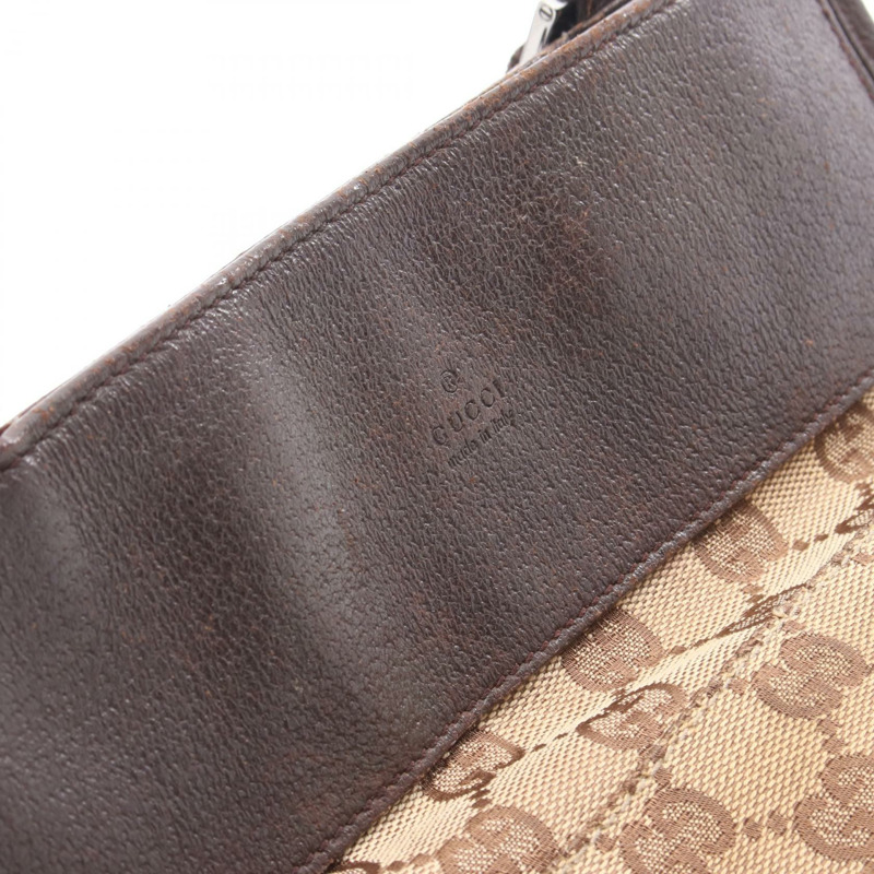 GUCCI GG帆布肩斜背包 27639 帆布皮革 米色棕色 二手-7