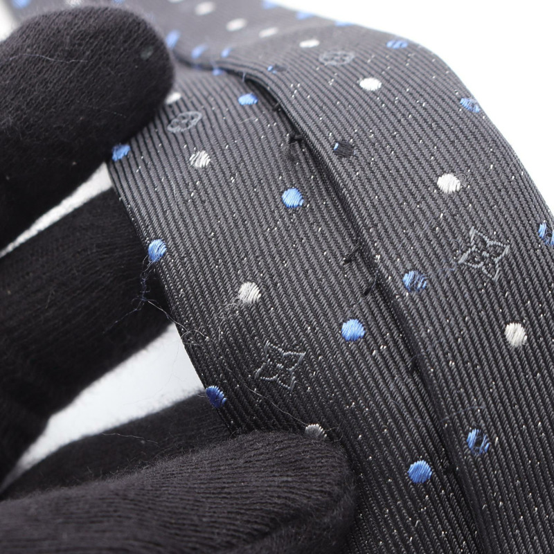 路易威登 Cravat Monogram 波點領帶 M77091 絲綢黑色多色二手男式-7