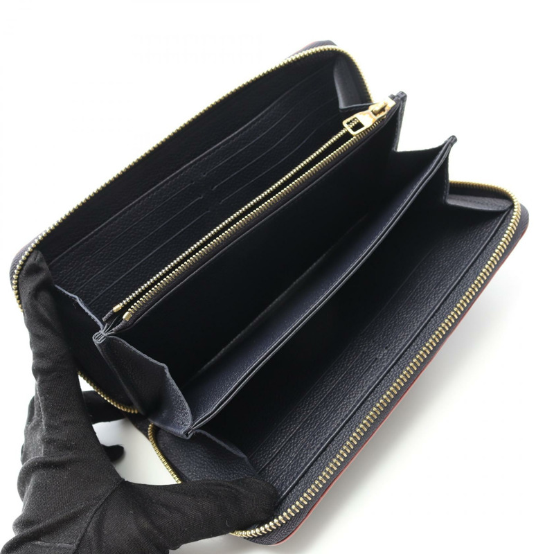 LOUIS VUITTON Zippy 長皮夾 M62121 Monogram empreinte 皮革海軍藍紅色二手-2