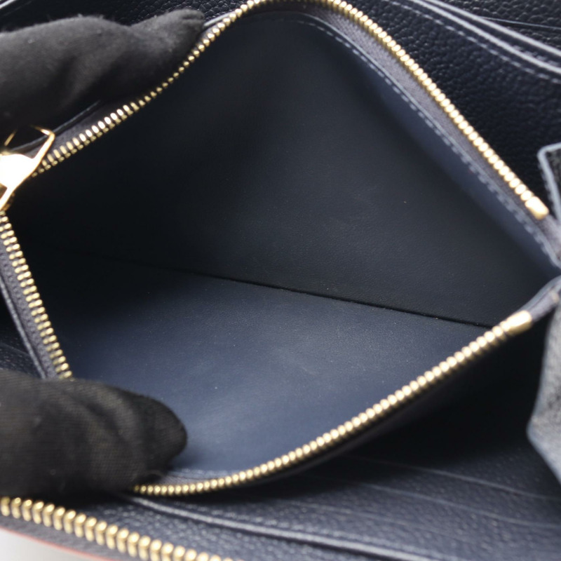 LOUIS VUITTON Zippy 長皮夾 M62121 Monogram empreinte 皮革海軍藍紅色二手-5