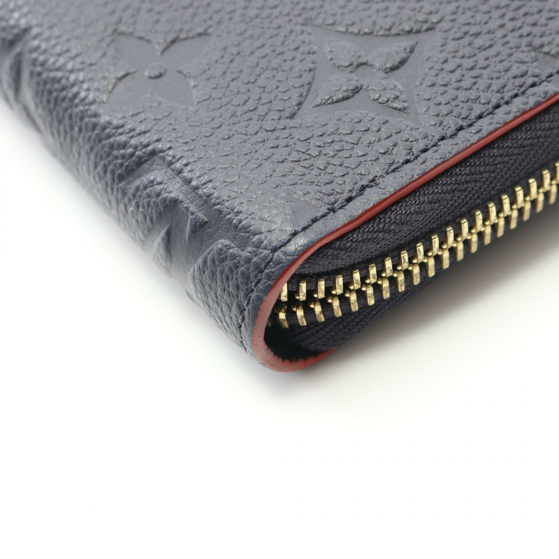 LOUIS VUITTON Zippy 長皮夾 M62121 Monogram empreinte 皮革海軍藍紅色二手-6