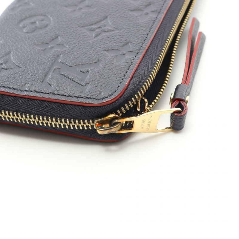 LOUIS VUITTON Zippy 長皮夾 M62121 Monogram empreinte 皮革海軍藍紅色二手-7