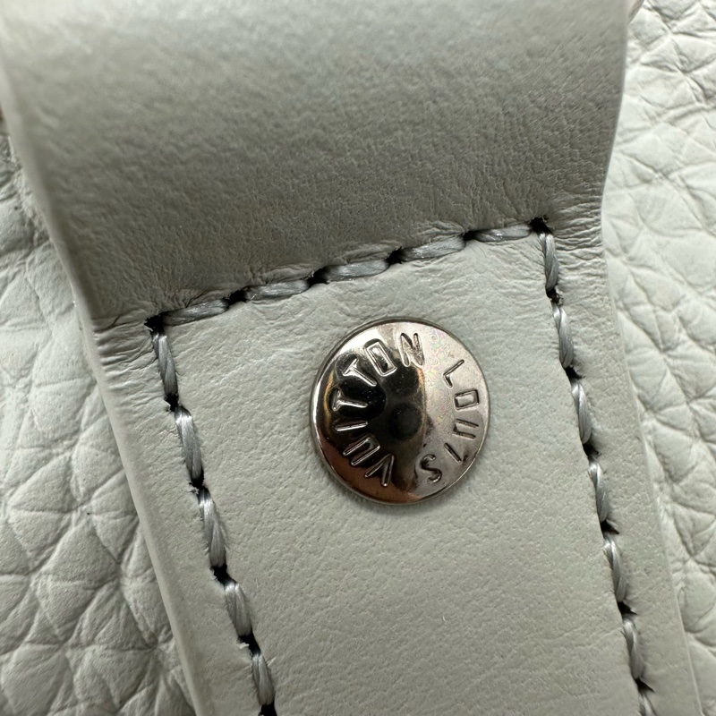 LV 灰綠色真皮壓紋 KeepAll 25 手提斜肩包 晶片款-10