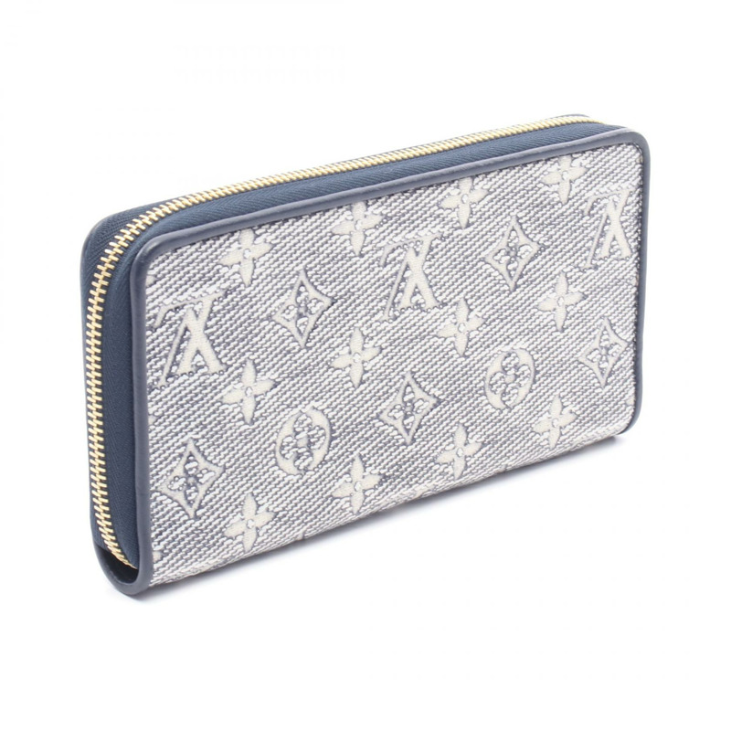LOUIS VUITTON Zippy around 長皮夾 M82468 Monogram Jacquard 白色海軍藍 二手-1