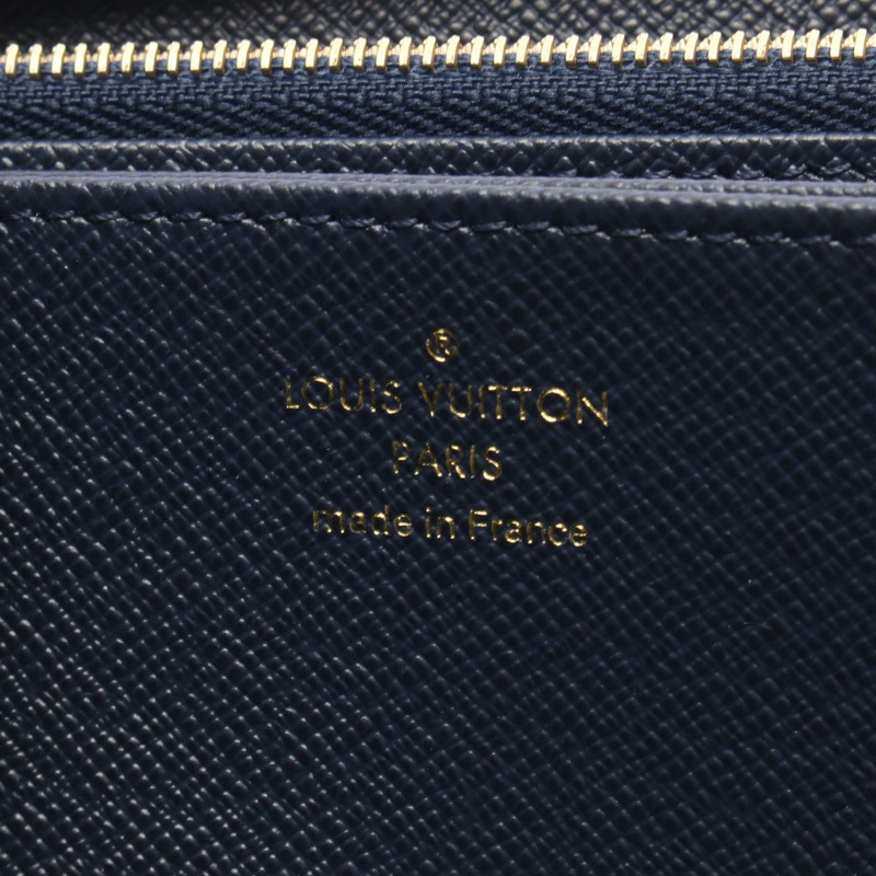 LOUIS VUITTON Zippy around 長皮夾 M82468 Monogram Jacquard 白色海軍藍 二手-3