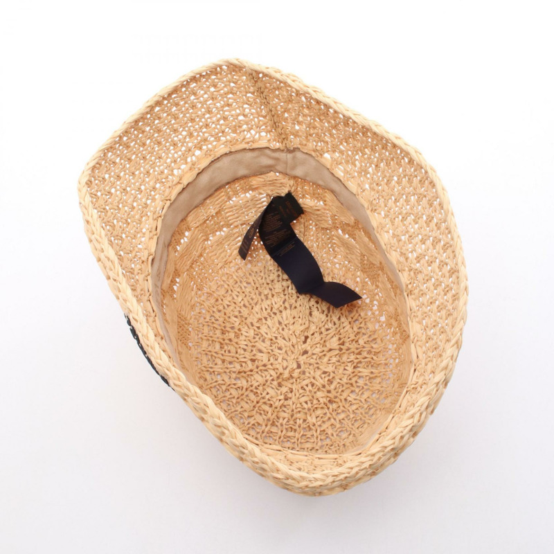 LOUIS VUITTON Damier 帽子 Raffia M7570L 人造絲米色米色二手女士 LV-2