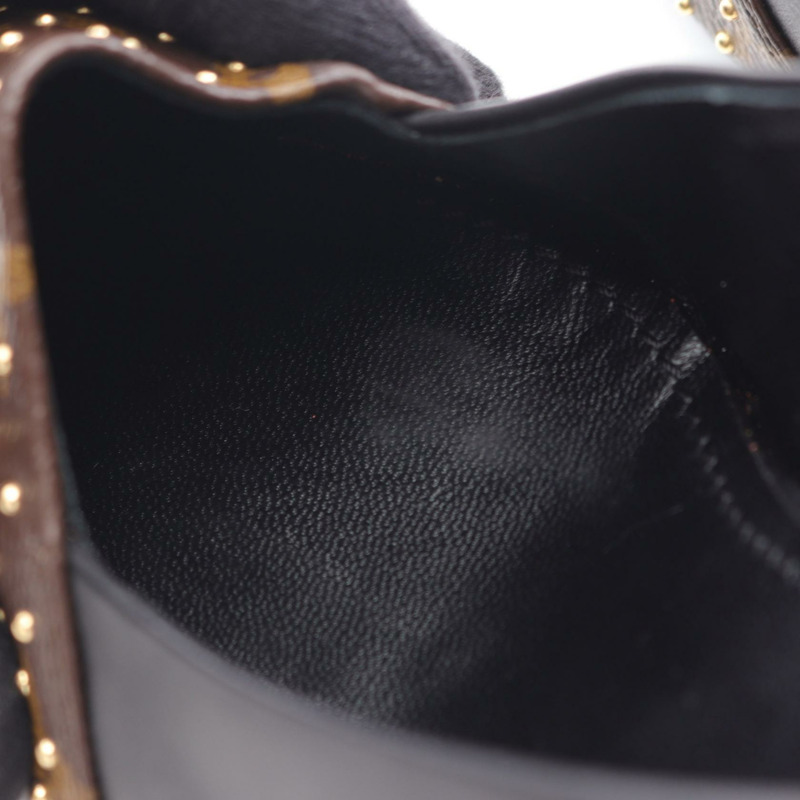 LOUIS VUITTON Monogram 高跟鞋塗層帆布皮革棕色黑色二手女士 37 1/2-8