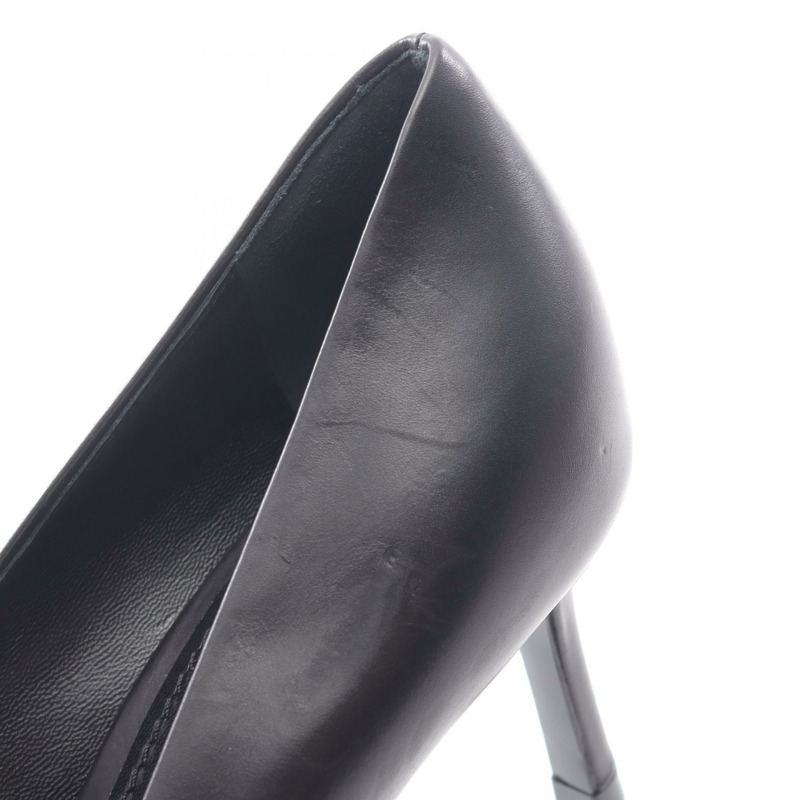 LOUIS VUITTON Monogram 高跟鞋塗層帆布皮革棕色黑色二手女士 37 1/2-10